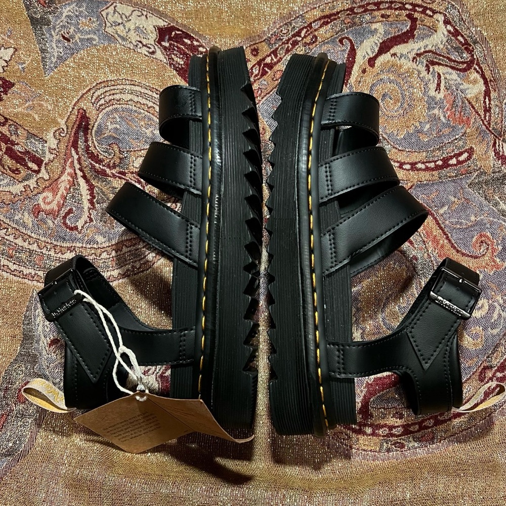 Dr. Martens Black Strappy Sandals with Chunky Sole